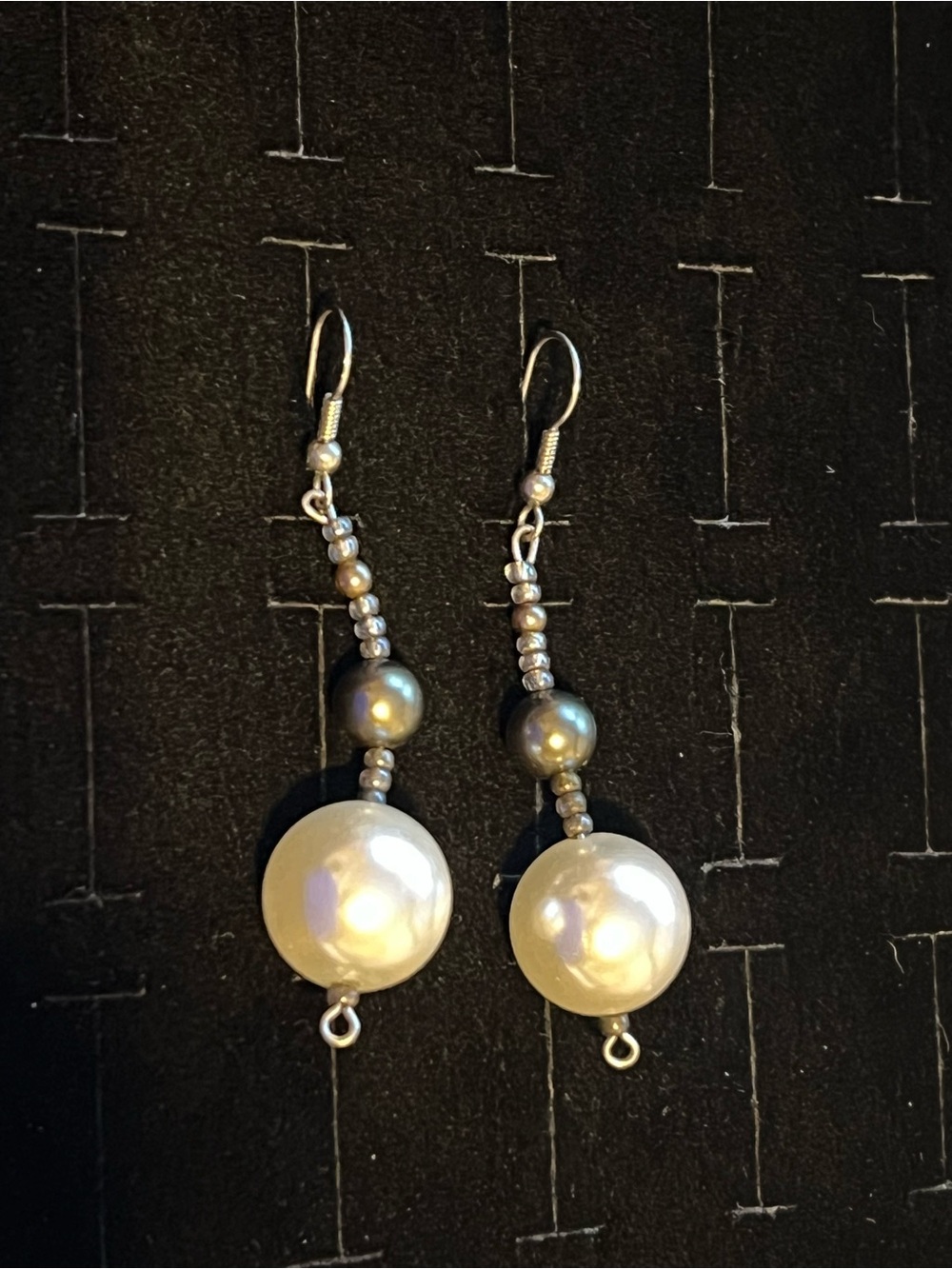 Elegant Pearl Drop Earrings with Silver Bead Accents